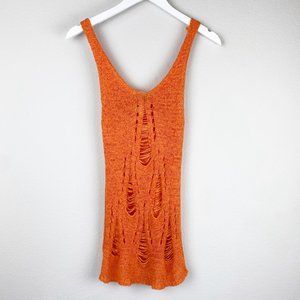 Boutique Orange Distressed Top Tunic